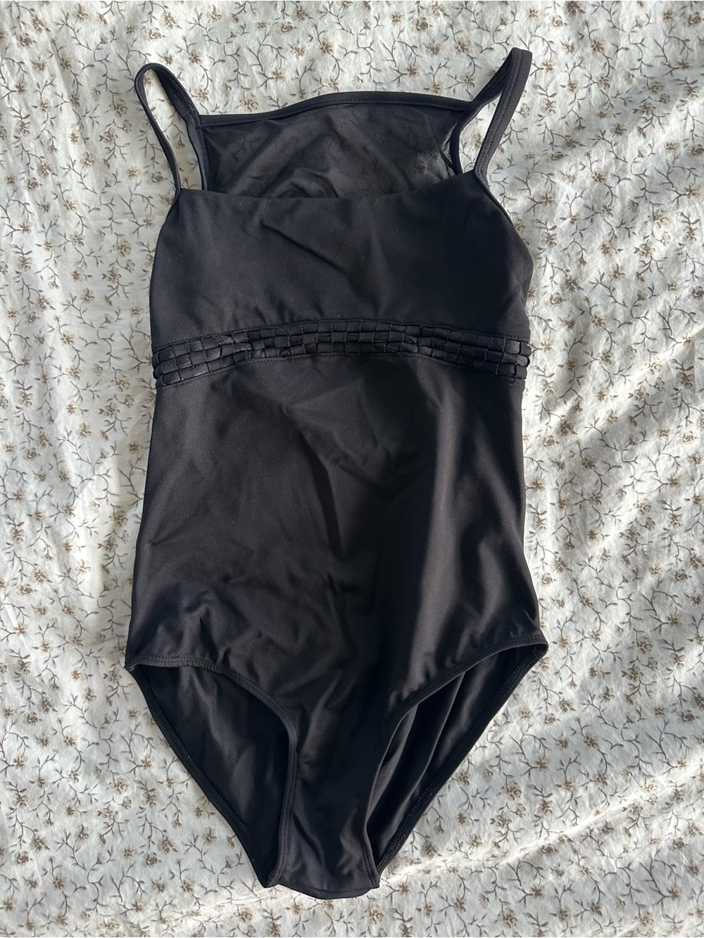 Bloch Black Dance Leotard with Woven Waist Detail